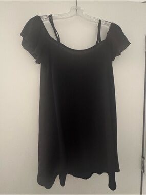 Black Off-Shoulder Ruffle Sleeve Women's Dress